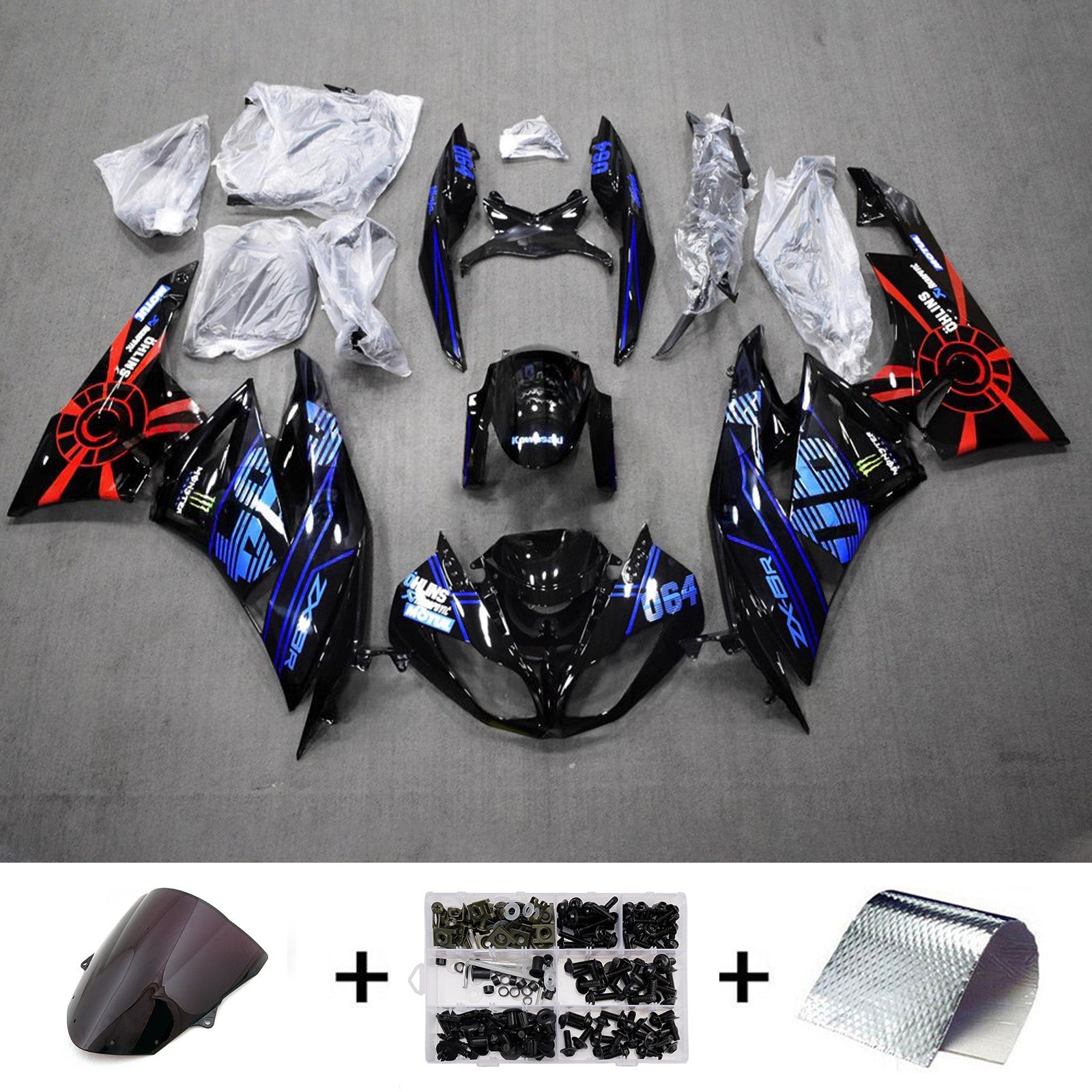 Injection Fairing Kit Bodywork Plastic ABS fit For Kawasaki ZX6R 636 2009-2012