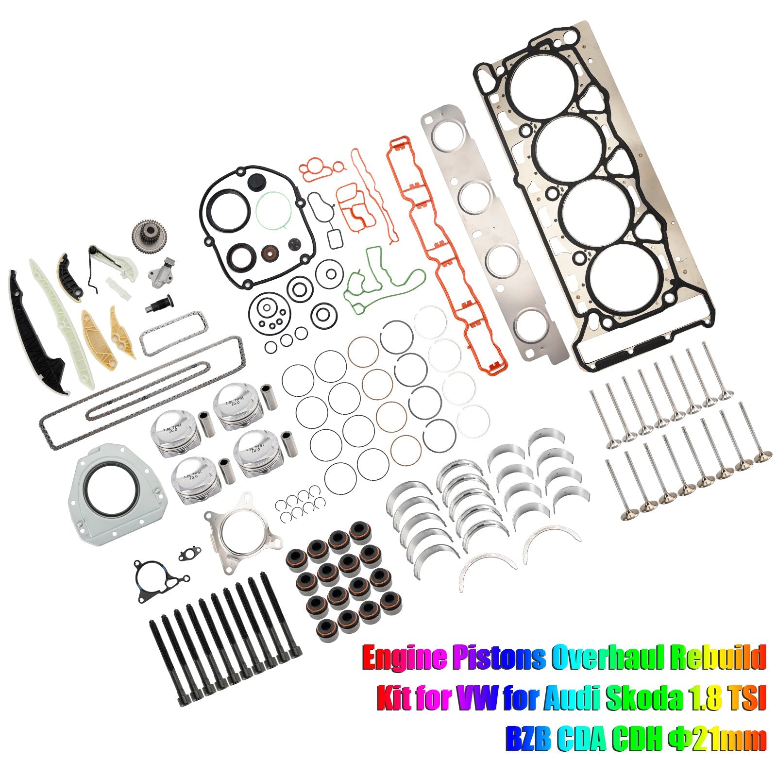 2009-2011 VOLKSWAGEN Golf (MK6) 1.8 TSI CDAA Engine Pistons Overhaul Rebuild Kit 06H107065CP 06H109509Q