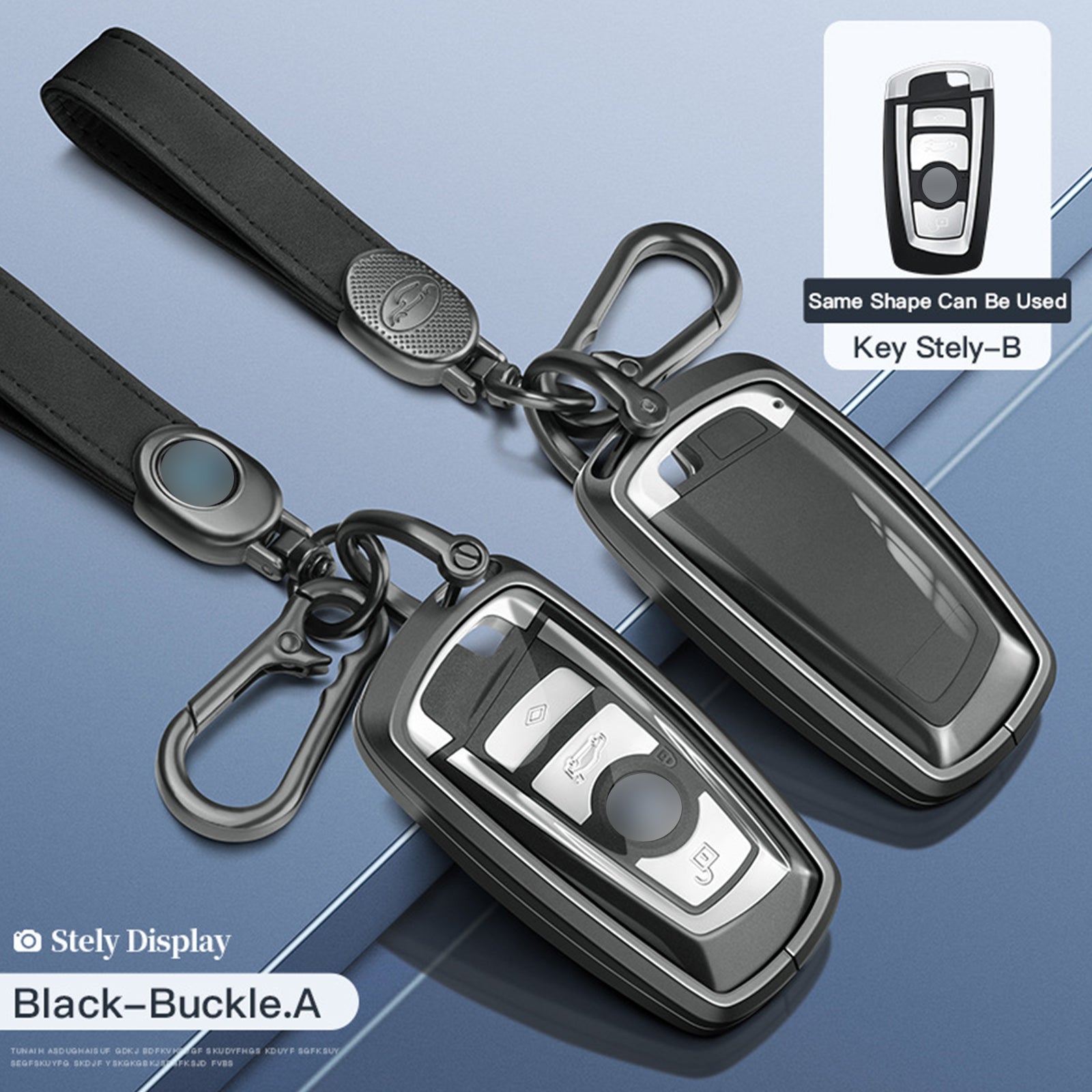 Aluminum Alloy TPU Black Car Key Case Cover With Buckle For BMW x3 x1 x5