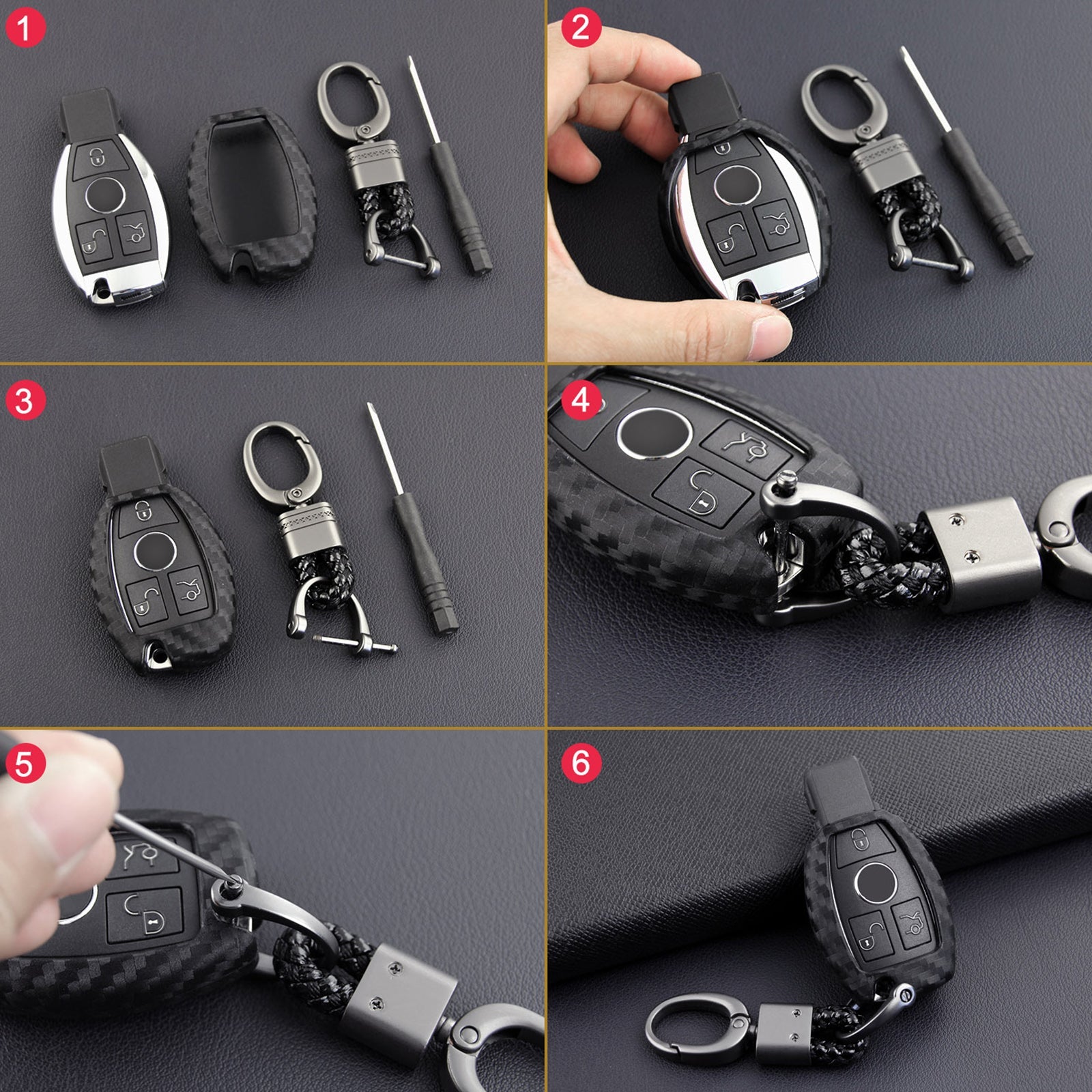 Leather Silicone Car Key Case Cover With Buckle For Mercedes-Benz