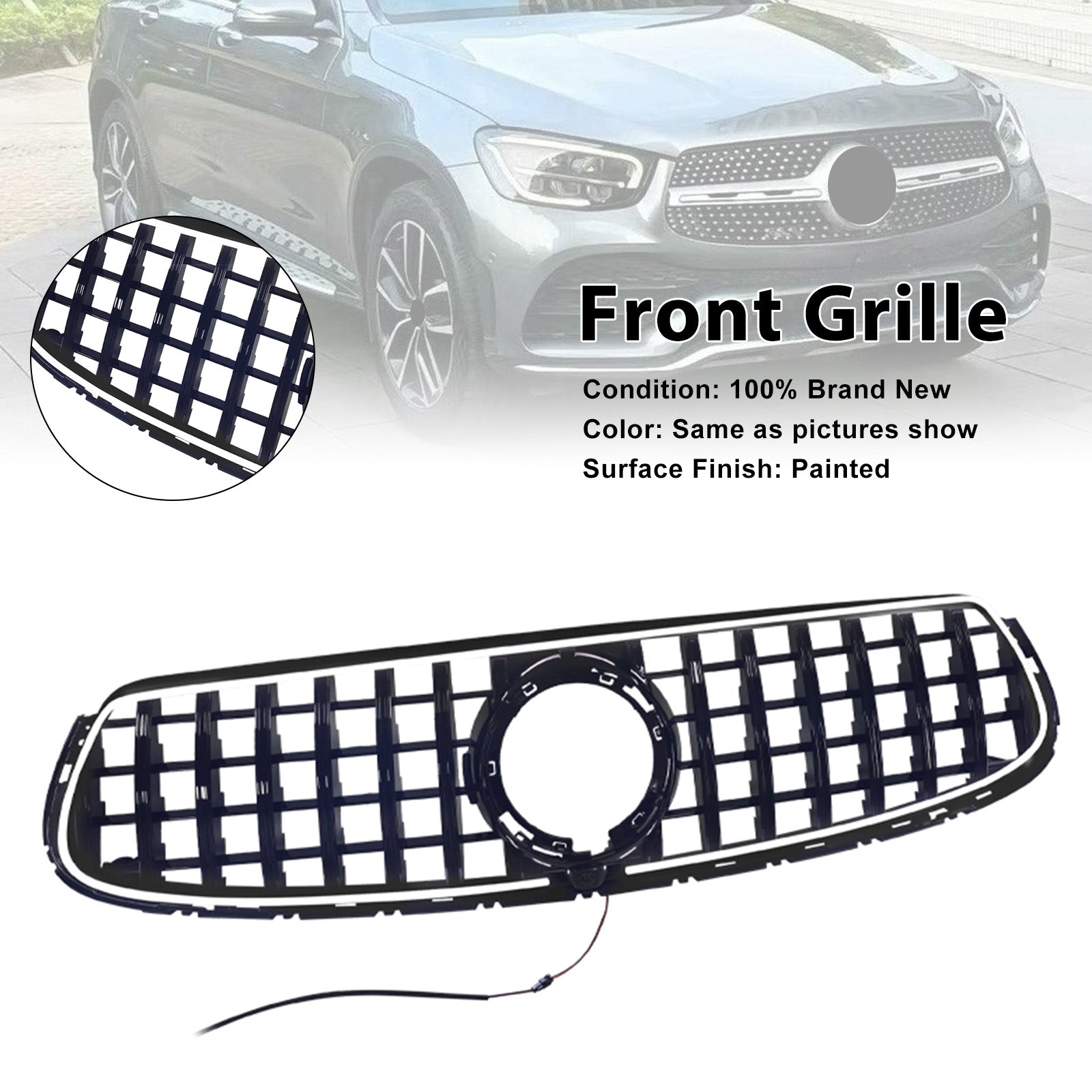 2020-2022 For Mercedes-Benz X253 GLC250 GLC300 GT-Style Front Bumper Grille
