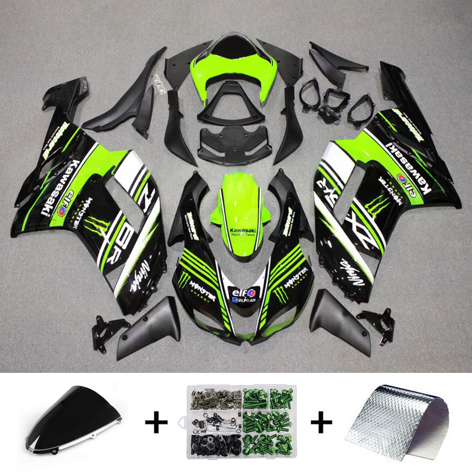 Injection Fairing Kit Bodywork Plastic ABS fit For Kawasaki ZX6R 636 2007-2008