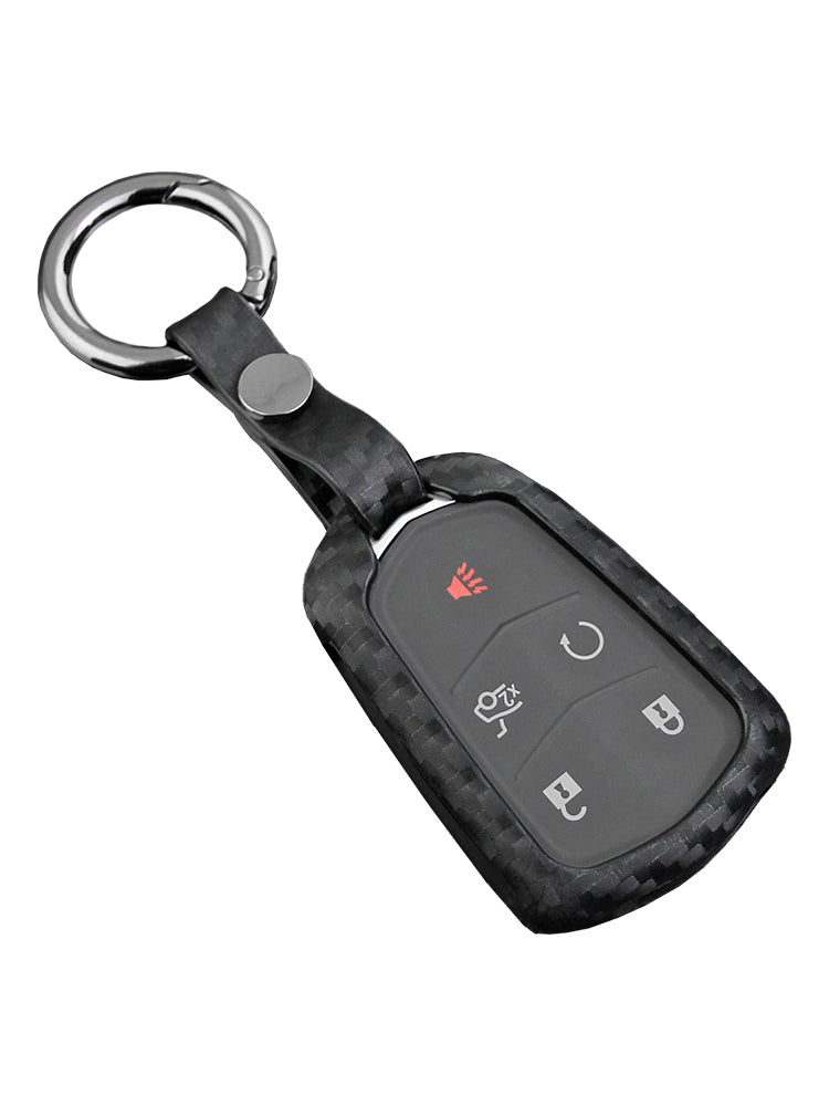 Leather Silicone Car Key Case Cover With Buckle For Cadillac