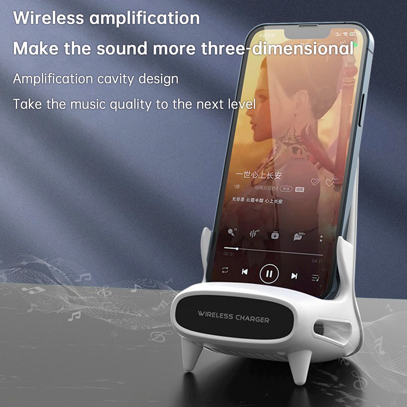 3 in 1 V8 Mini Chair Wireless Charger Phone Holder Charging Phone Stand Speaker