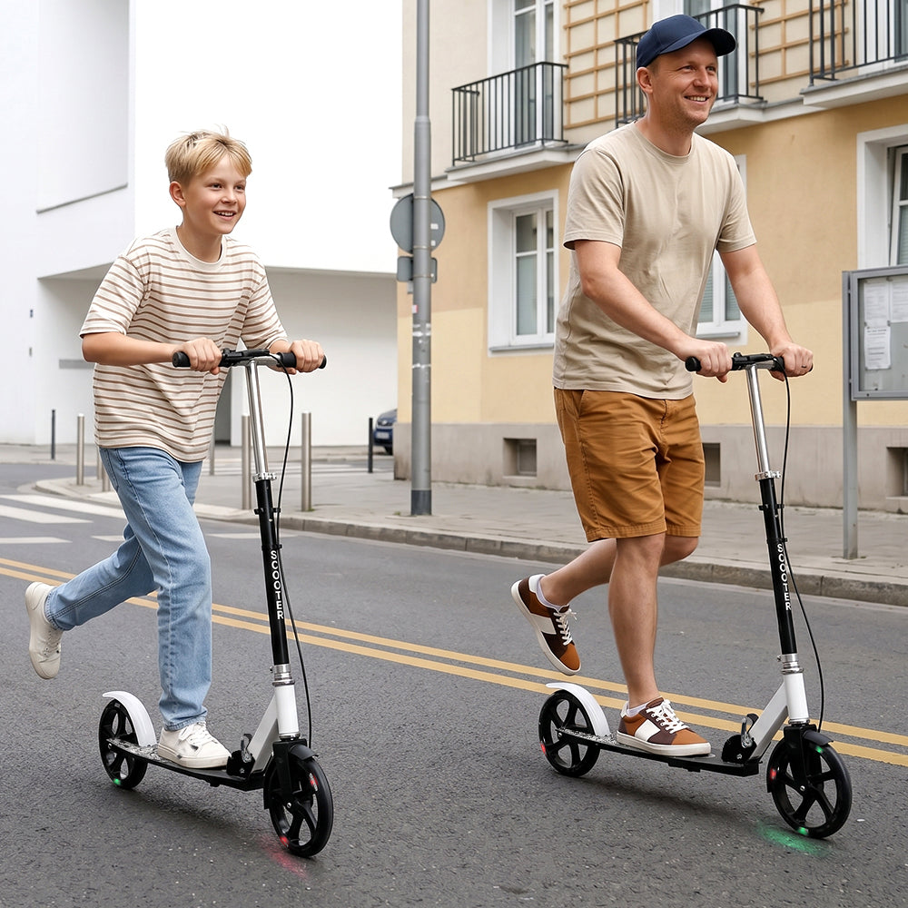 Foldable Commuter Kick Scooter For Adults and Teens With 8" Large solid pu luminous tire Dual Safety Brakes Anti-Slip Deck Commute Kick Scooter
