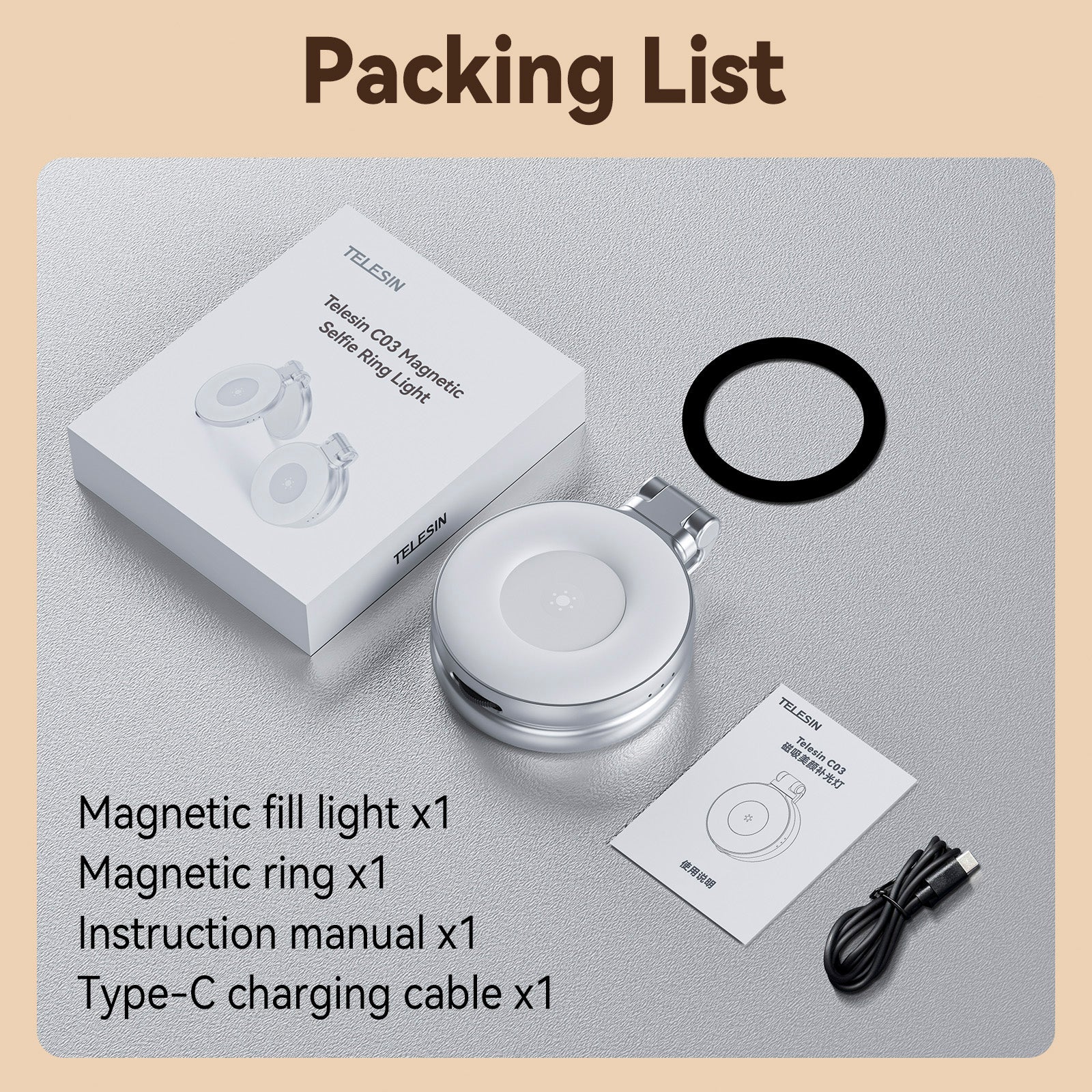 Mobile Phone Magnetic Beauty Fill Light Portable Rotating Stretch Pocket Light