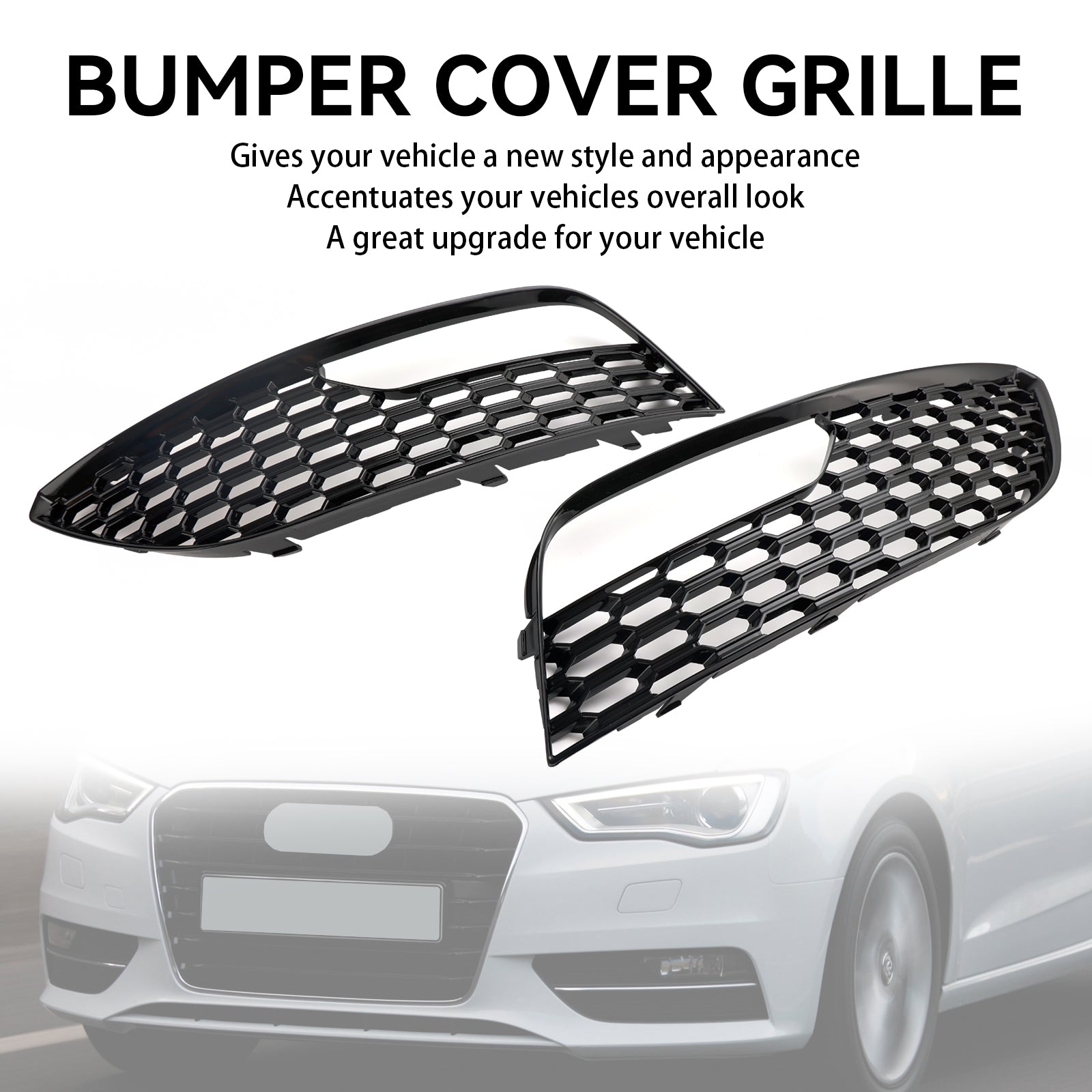 Audi A3 S3 2012-2016 Mesh Front Bumper Fog Light Surround Cover Grille 2PCS