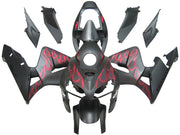 2005-2006 Honda CBR 600 RR Matte Black & Red Flame Racing Fairings Generic