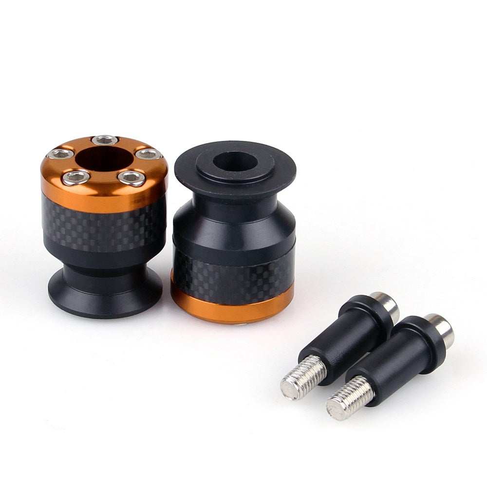 Universal Motorcycle CNC Carbon Fiber 10mm Swingarm Sliders Spools Orange