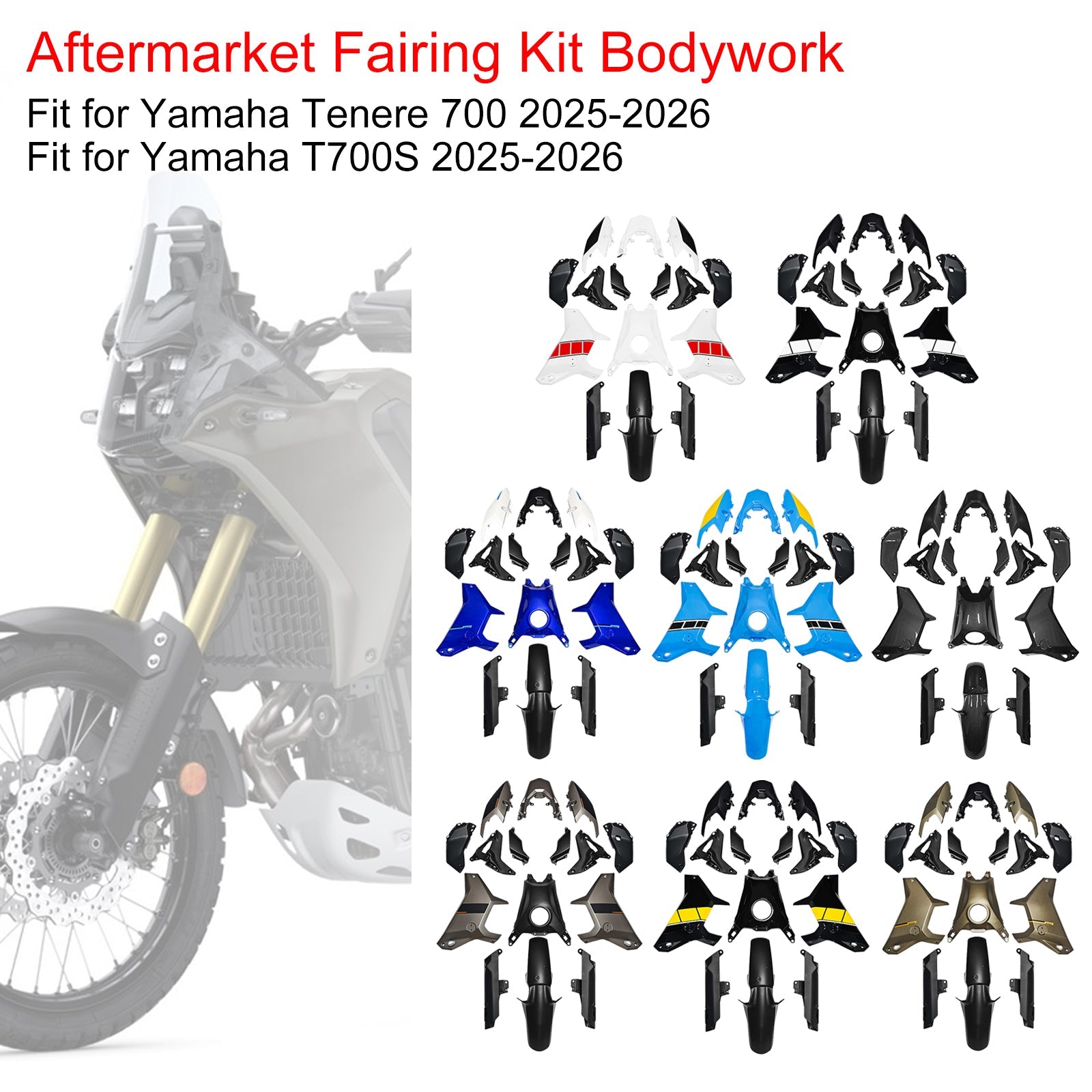 Injection Bodywork Fairing Kit for Yamaha Tenere 700 T700S 2025-2026