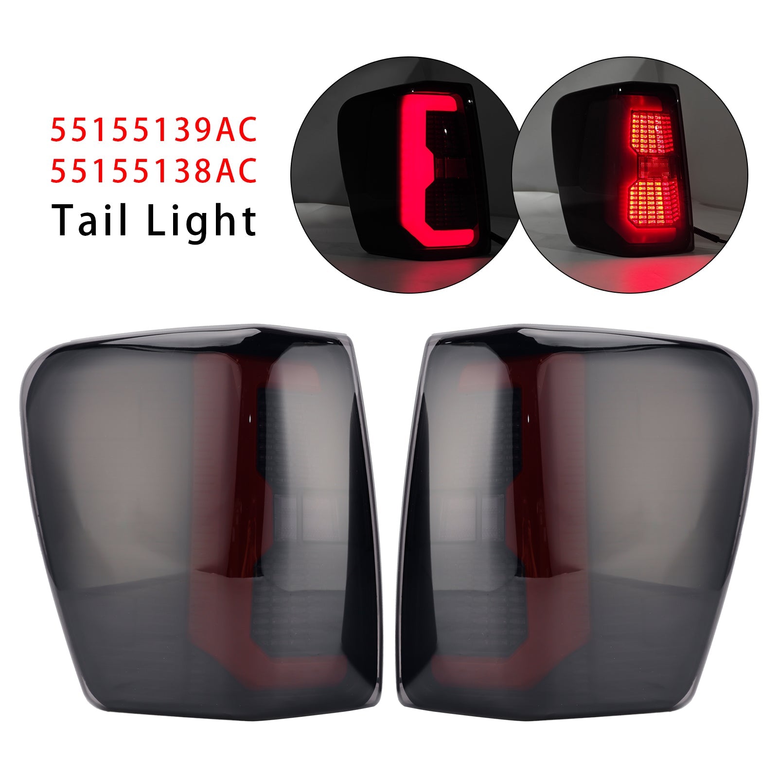 1999-2004 2PCS Jeep Grand Cherokee Smoke Black Brake Tail Lights Tailight