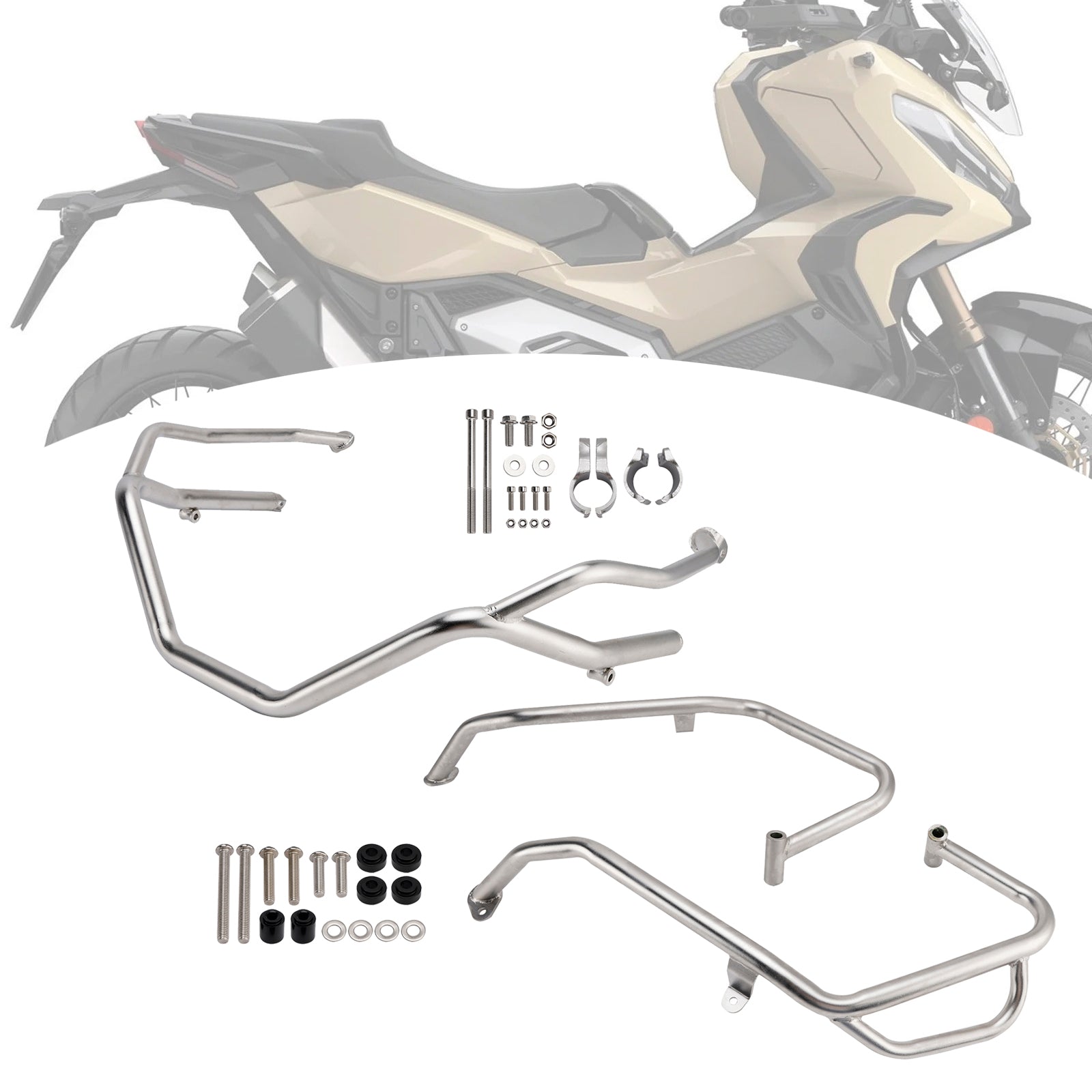 2025+ Honda X-Adv 750 Upper Lower Kit Engine Guard Frame Crash Bar Silver