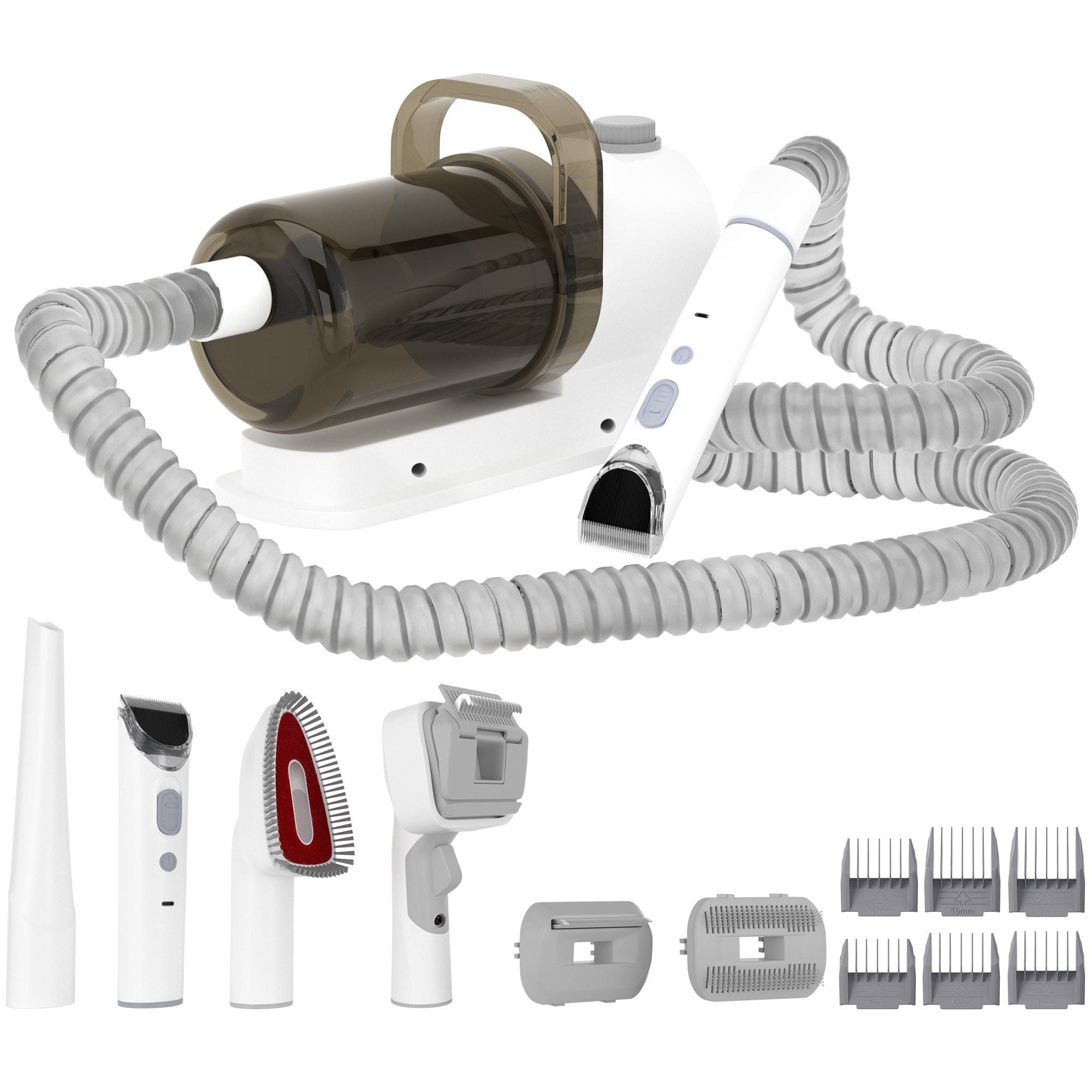 Dog Vacuum Brush for Shedding Grooming 5 In 1 Pet Grooming Kit Vacuum Suction Professional Pet Hair Clipper 1.5L Grooming Tools for Dogs Cats Pets