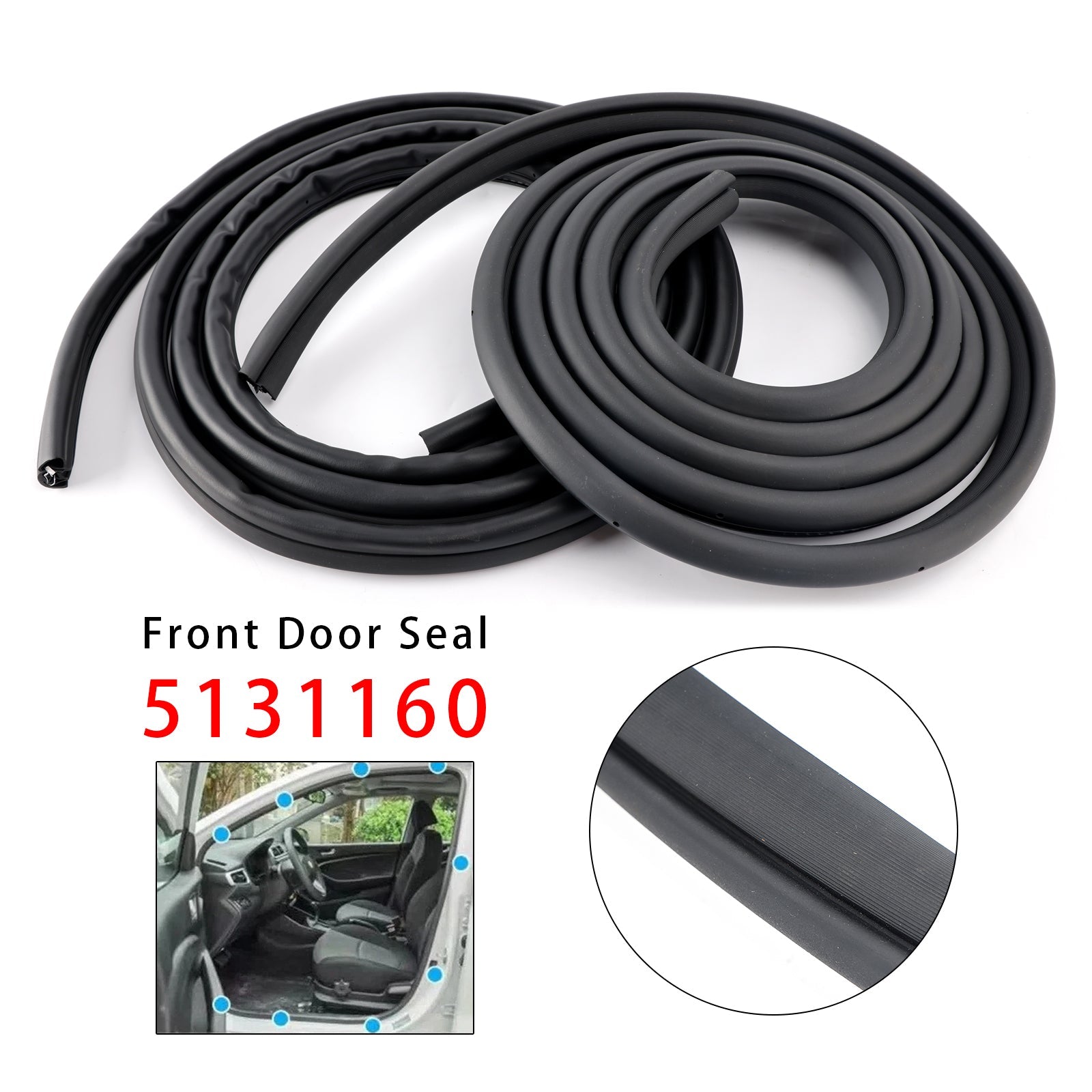 2002-2009 Dodge Ram 1500 2500 3500 2PCS Weatherstrip Front Door Seal 5131160