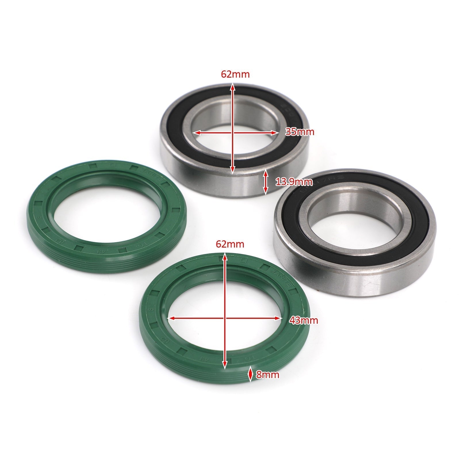 2004-2010 Yamaha Grizzly 125 YFM125G Axle Wheel Carrier Bearings + Seals 93306-00705-00 93102-43341-00