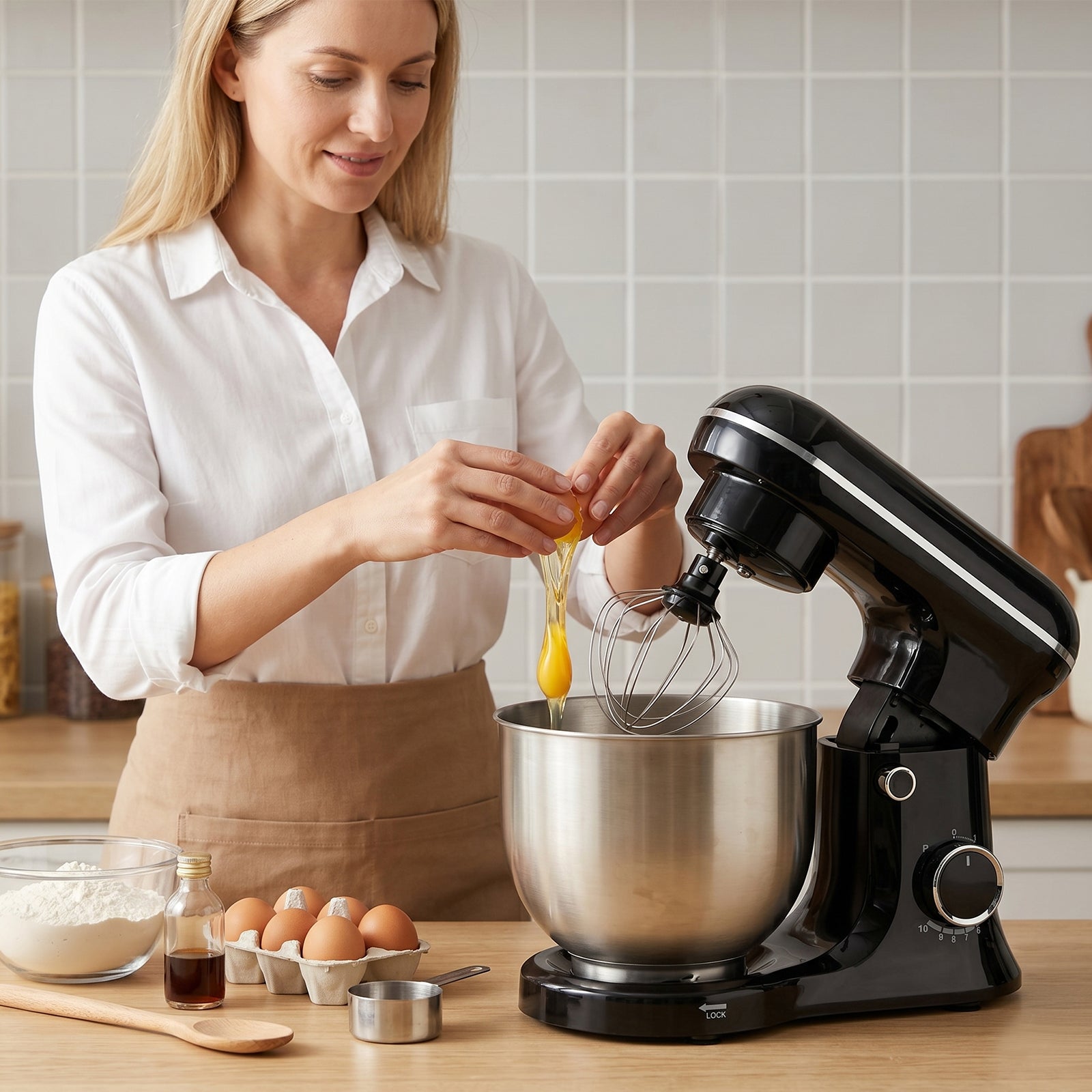 Dough Hook Electric dough mixers are suitable for home use. Balloon Whisk 5.2L Stand Mixer 3-In-1 Kitchen Mixer with Flat Beater