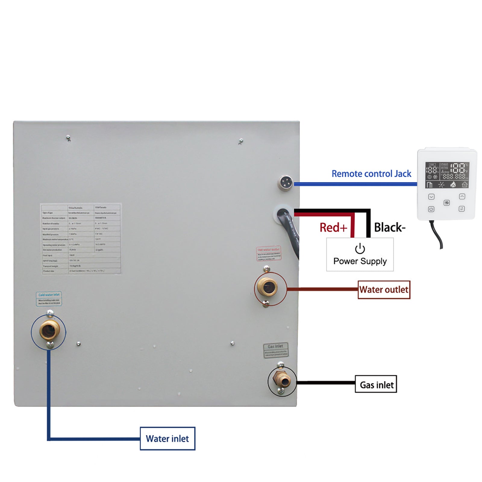 RV Tankless Water Heater Propane Gas 65000BTU with Controller/Shower Accessories