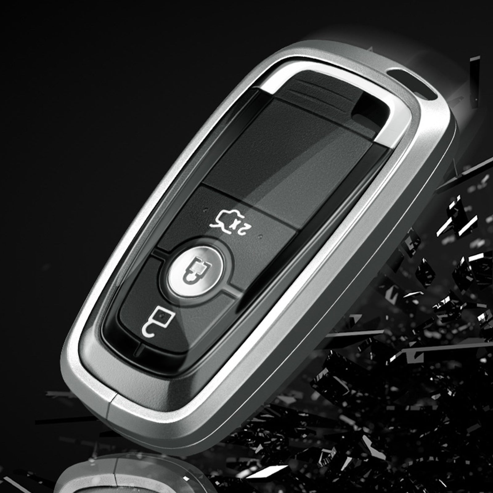 Aluminum Alloy TPU Black Car Key Case Cover With Buckle For Ford