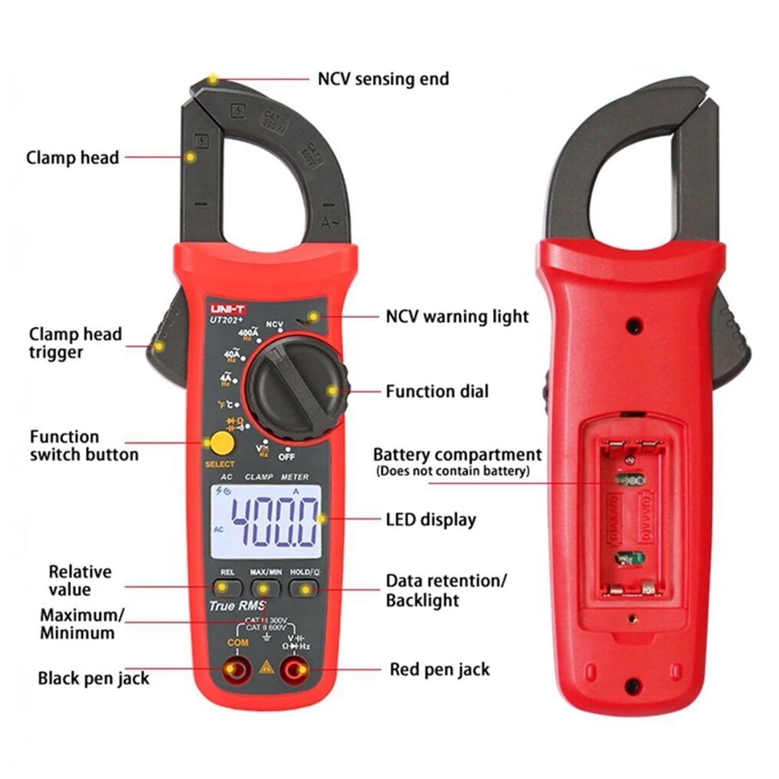 UT202+ Portable Multimeter Automatic Range True RMS Clamp Meter With LCD Display