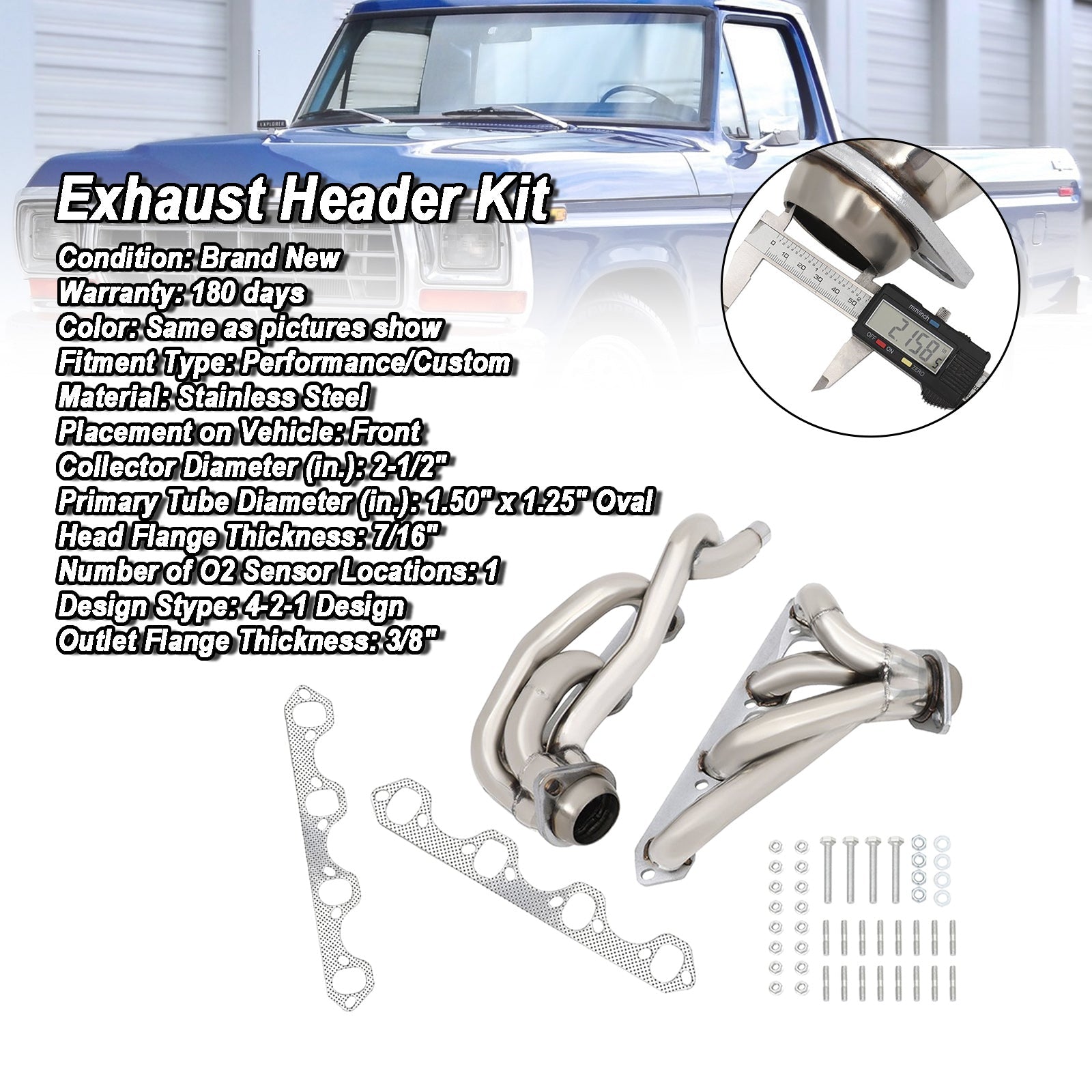 T-304 Shorty Exhaust Headers Manifold Fit Ford F150/F250/Bronco 5.8L 1987-96