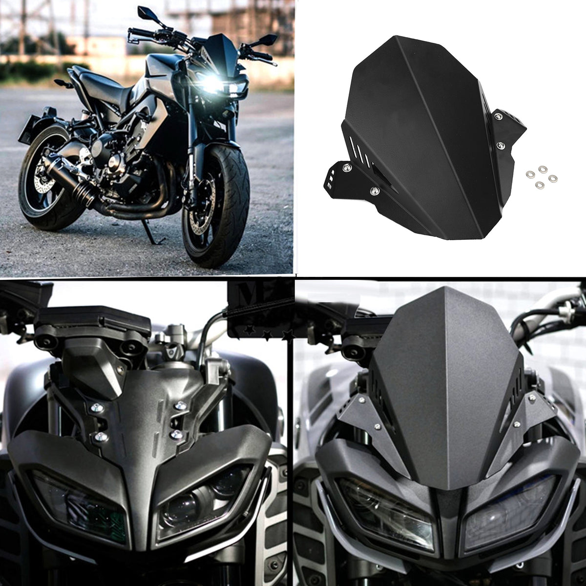 Windscreen Windshield Shield Protector Black For YAMAHA FZ 09 MT 09 2017-2020