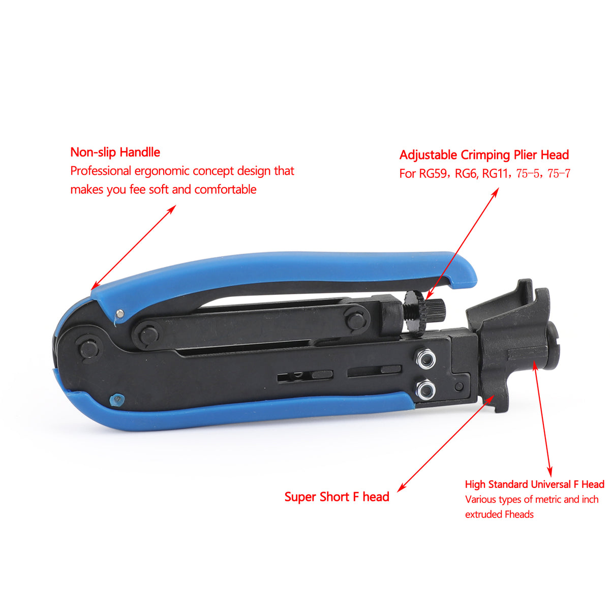 F Compression Tool RG59 RG6 RG11 Connector + Cable Coax Coaxial Crimper Stripper