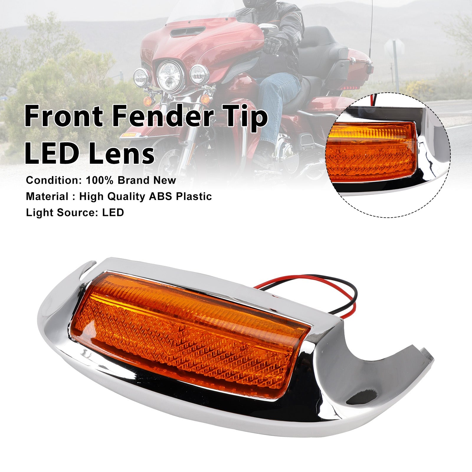 Front Fender Tip LED Lens Fit For Electra Glide Ultra Limited Low 2014-2023
