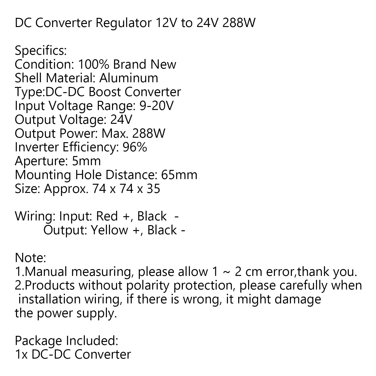 DC Converter Regulator 12V to 24V 288W Power Supply Step up Module Waterproof