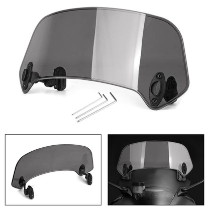 Universal Motorcycle Clip On Wind Deflector Screen Windshield Windscreen Gray