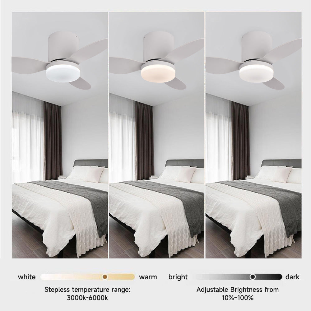 Dimmable LED DC Motor 42” Profile Ceiling Fans with Lights Remote/App Control