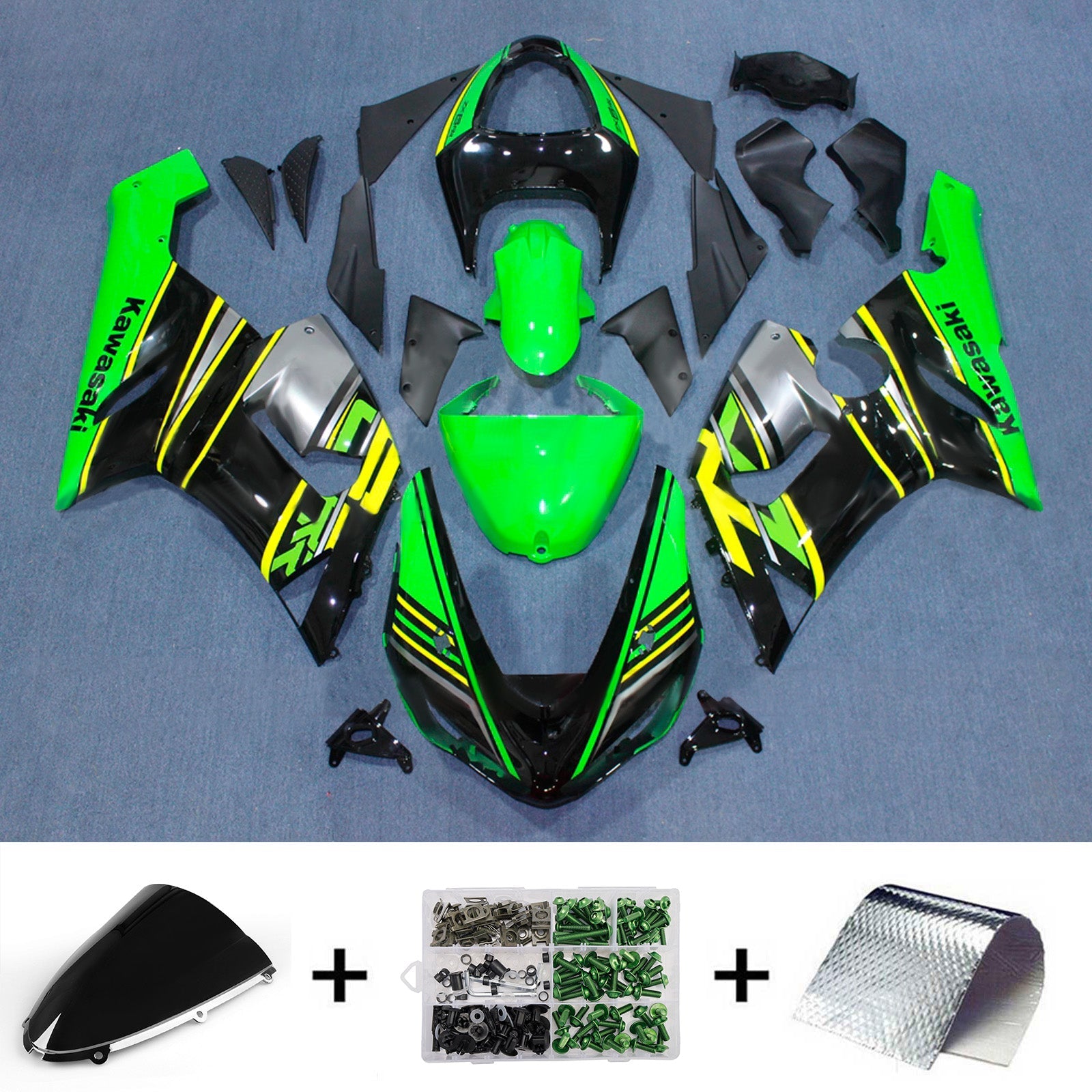 Injection Fairing Kit Bodywork Plastic ABS fit For Kawasaki ZX6R 636 2005-2006