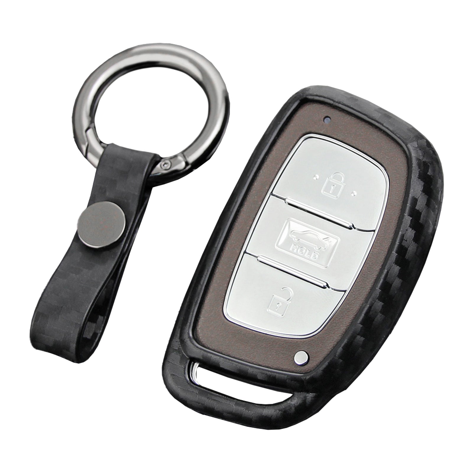 Leather Silicone Car Key Case Cover With Buckle For Hyundai