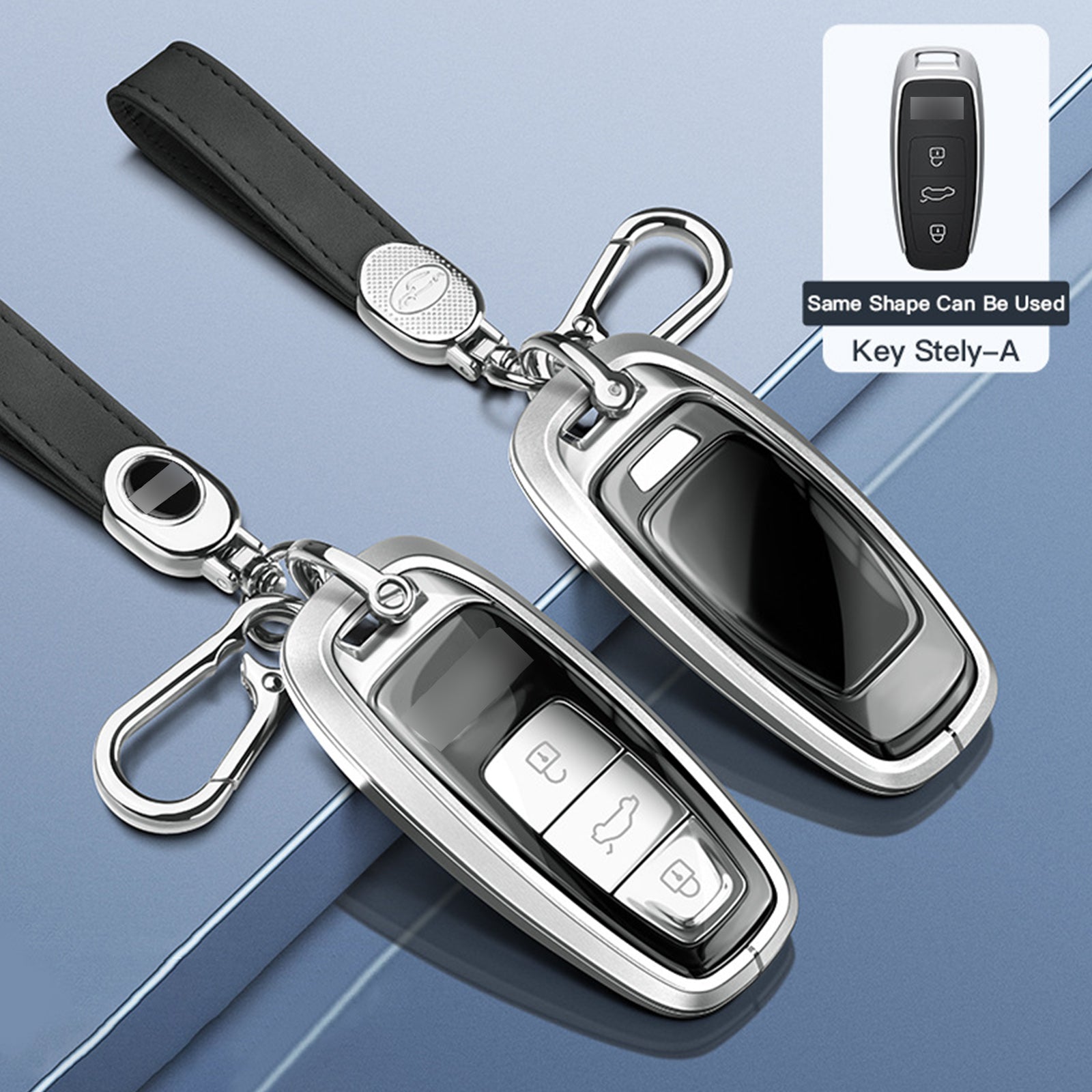 Aluminum Alloy TPU Silvery Car Key Case Cover With Buckle For Audi a6l a4l a3