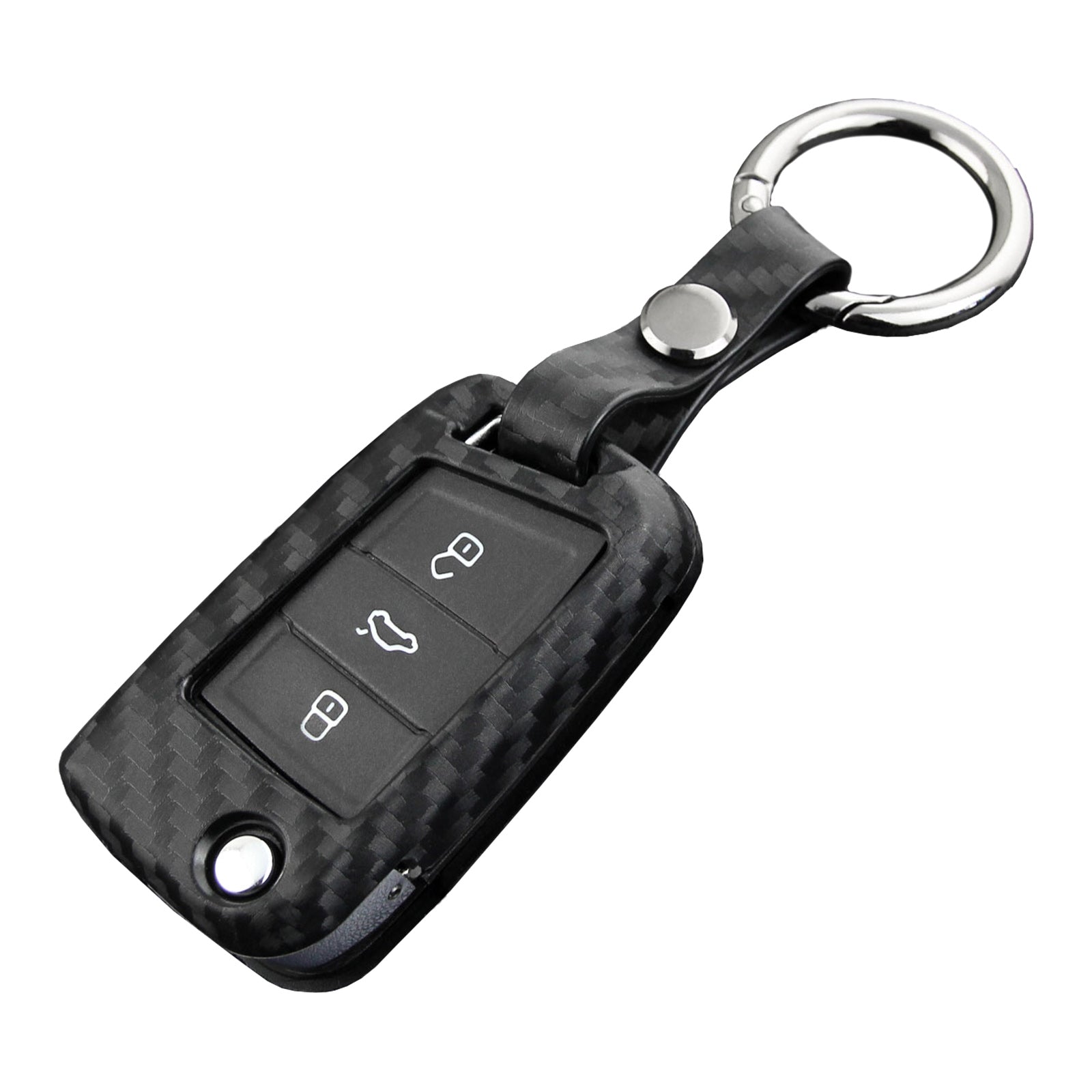 Leather Silicone Car Key Case Cover With Buckle For Volkswagen Golf MK7