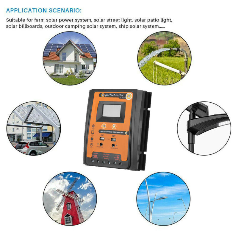 2PCS 30A 12/24V Solar Charger Controller Panel Battery Regulator