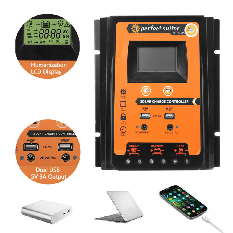2PCS 30A 12/24V Solar Charger Controller Panel Battery Regulator
