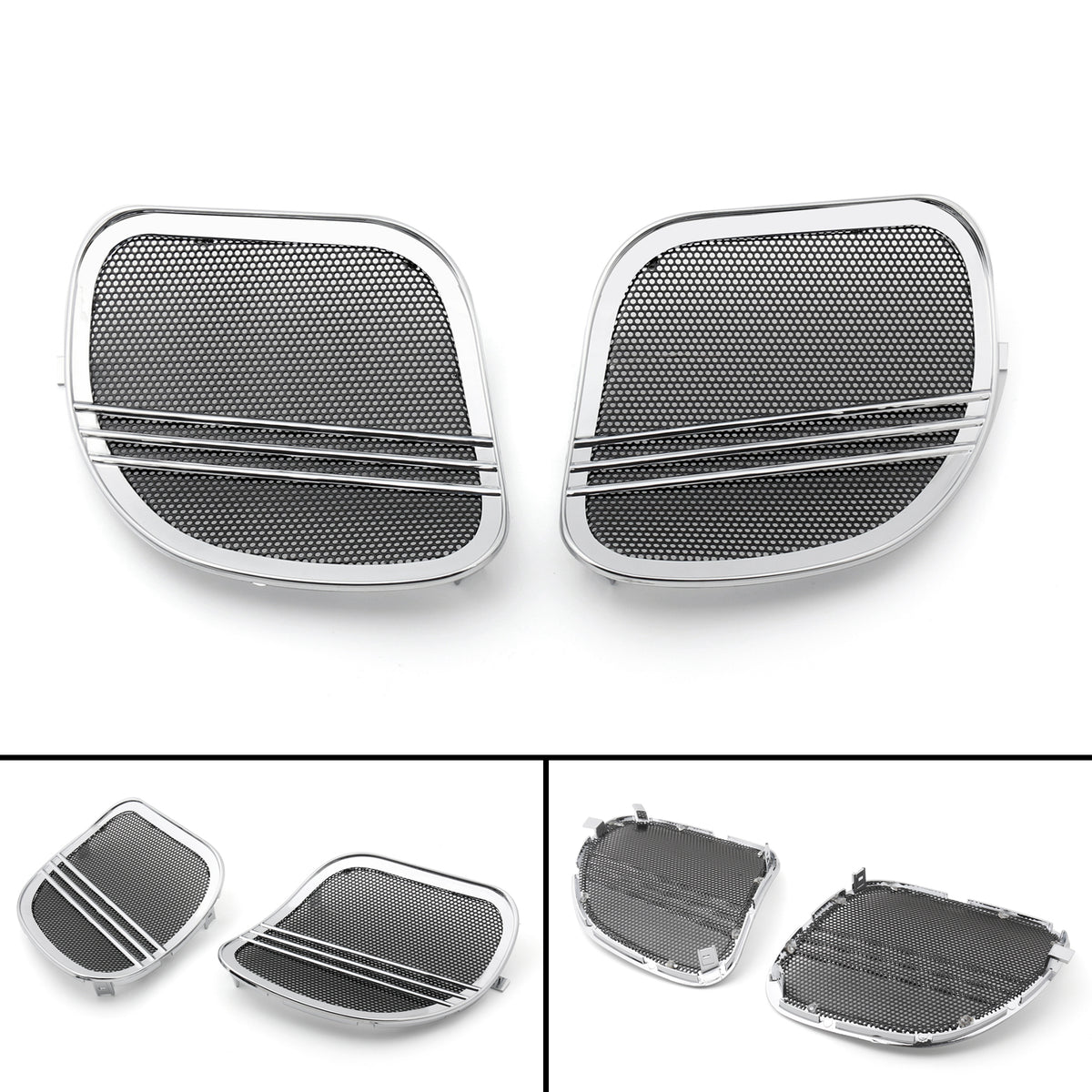 Motorcycle Tri-Line Speaker Cover Grills For Harley Road Glide FLTRX 2015-18 CH