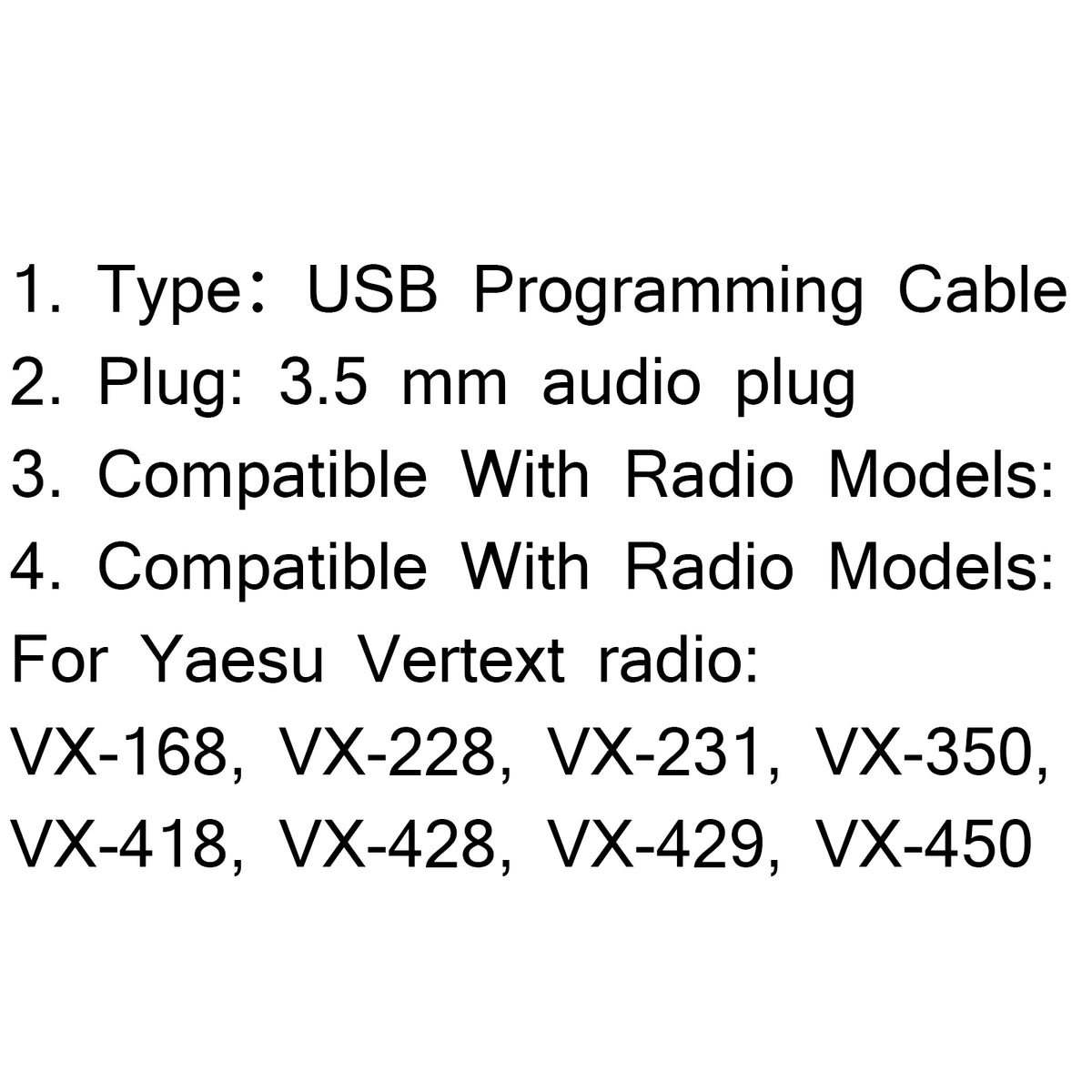 4Pcs USB Programming Cable For Vertex VX-231 VX-351 VX-451 VX-354 With Software