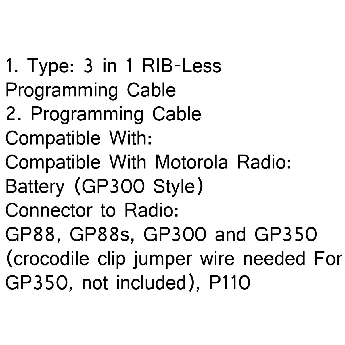 5Pcs 3 in 1 RIB-Less Programming Cable For GP300/88S CP200 GM300 Radio