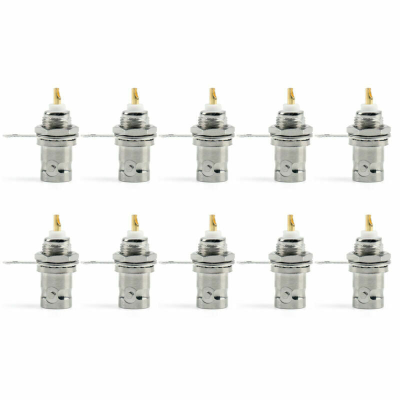 10Pcs Connector BNC Female Jack Bulkhead Solder Panel Mount Straight