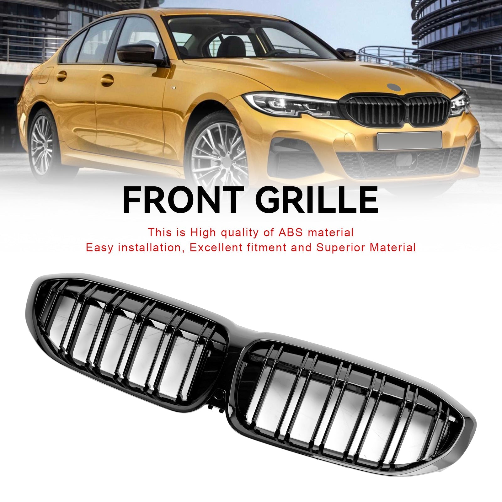 2019-2022 BMW 3 Series G20 G28 Black Dual Slat Kidney Grille Grill 51138072085