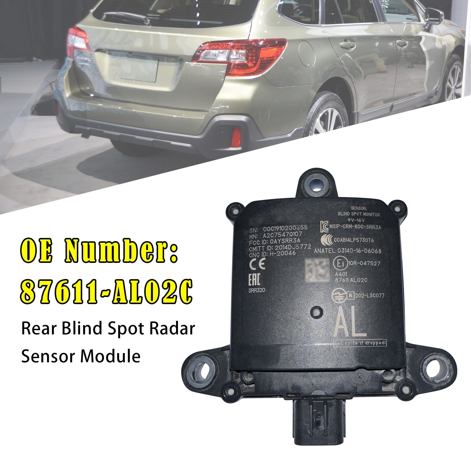2018-2019 For Subaru Outback Rear Blind Spot Radar Sensor Module 87611-AL02C