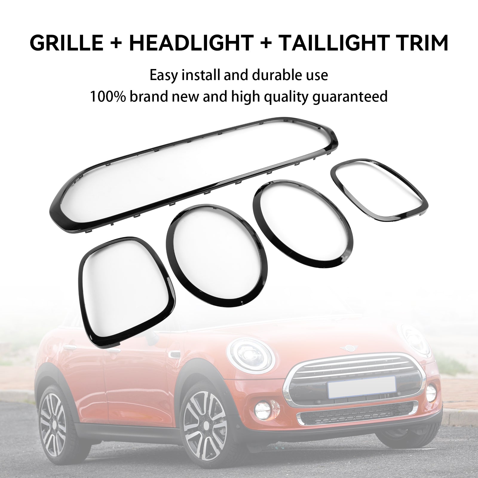 2014-2021 Mini Cooper F55 F56 F57 Black Grill + Headlight + Taillight Trim 51137449207 Generic