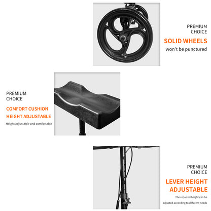 Foldable Knee Scooter Steerable Leg Walker W/Basket Adjusted Height Walking Aid