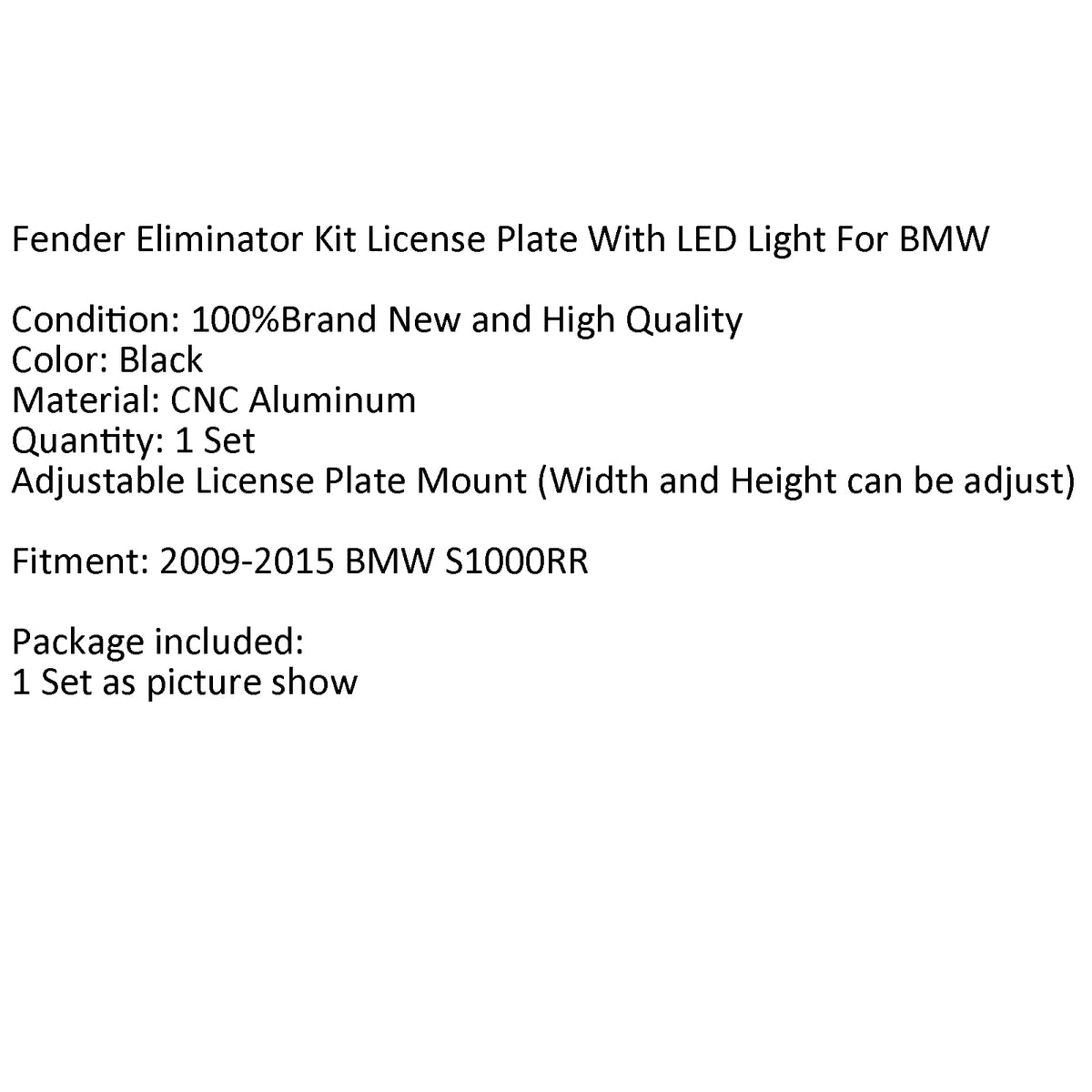Fender Eliminator License Plate Mount Holder With LED For BMW S1000 RR 09-2016