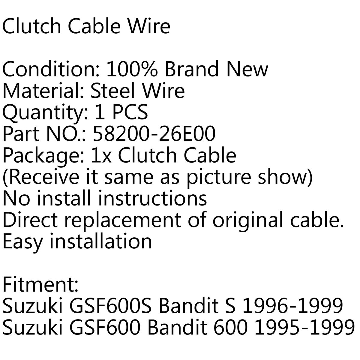 Clutch Cable Replacement For Suzuki GSF600S Bandit S 96-99 GSF600 600 95-99