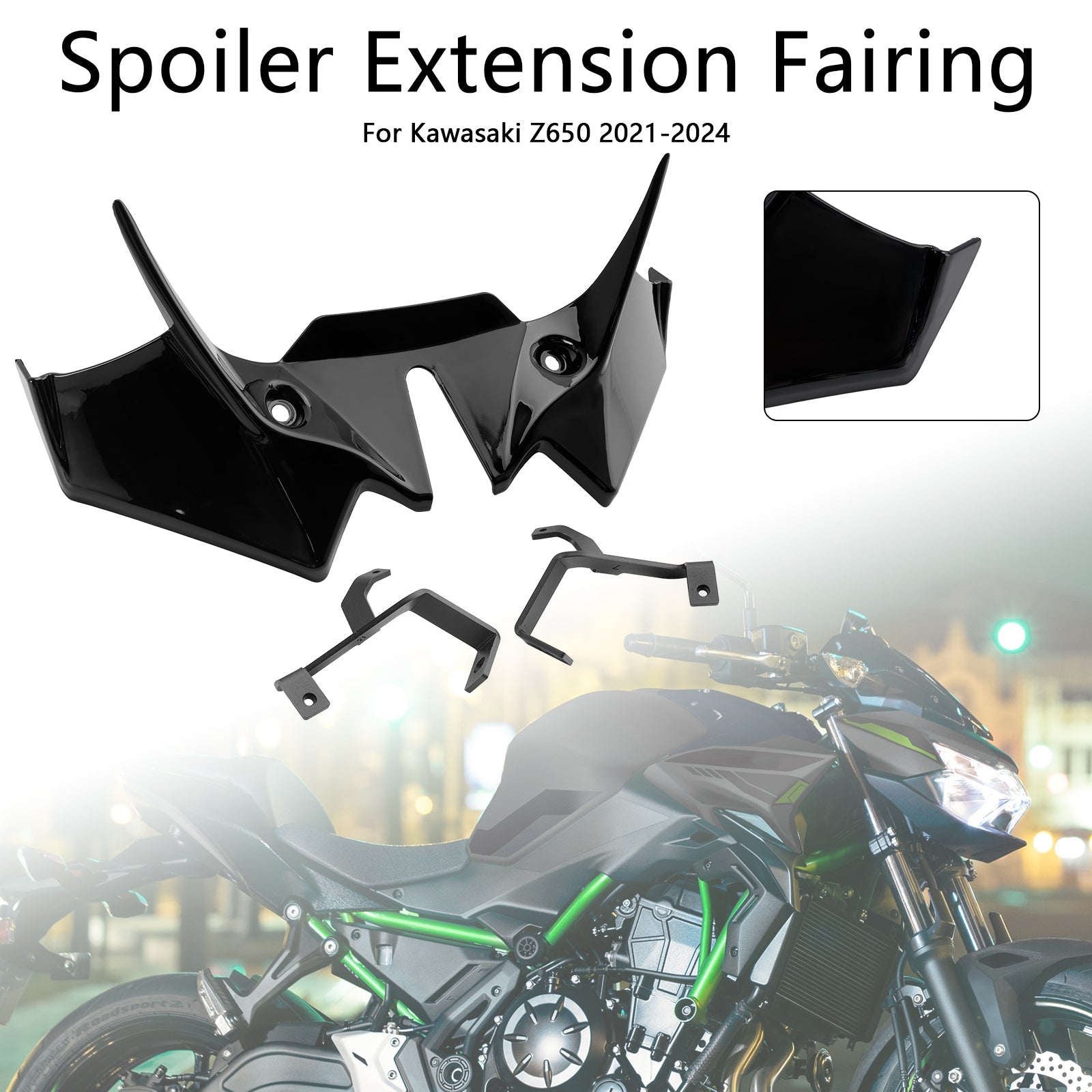 2021-2024 Kawasaki Z650 Front Downforce Spoiler Extension Fairing Black