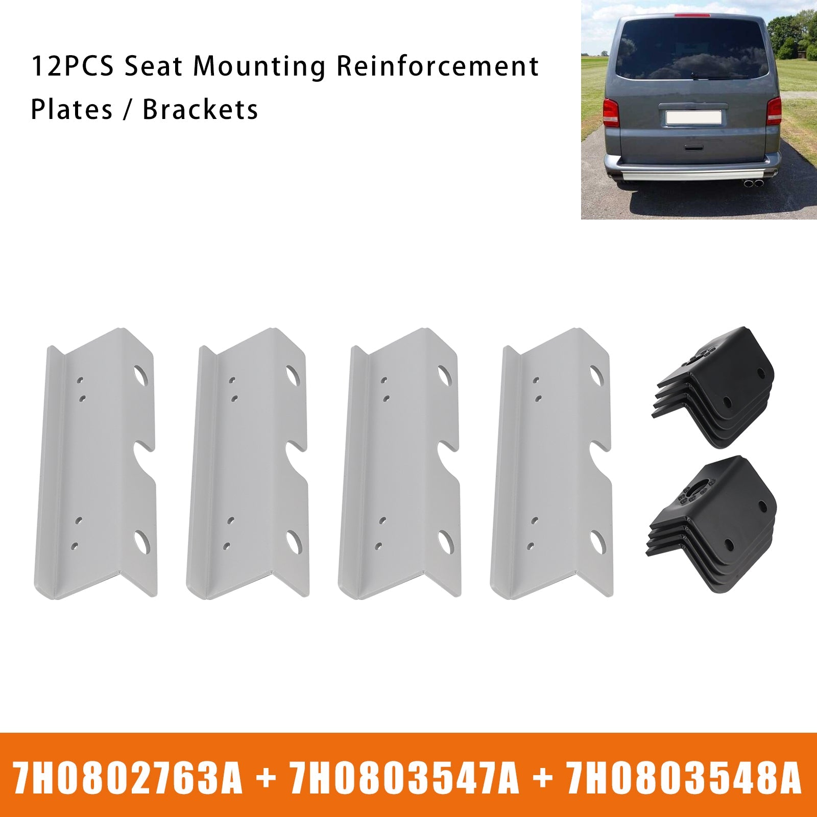 12x Seat Mounting Reinforcement Plates/Brackets For VW T5 T6 2 + 1 Rear Seats