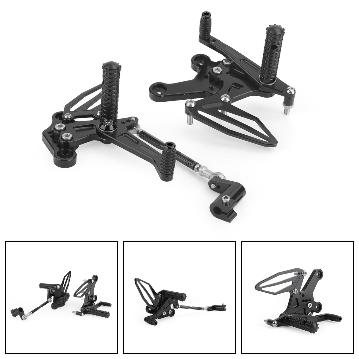 Black Adjustable Rearsets Footrest For Kawasaki Ninja 250 400 Z400 2018-2022
