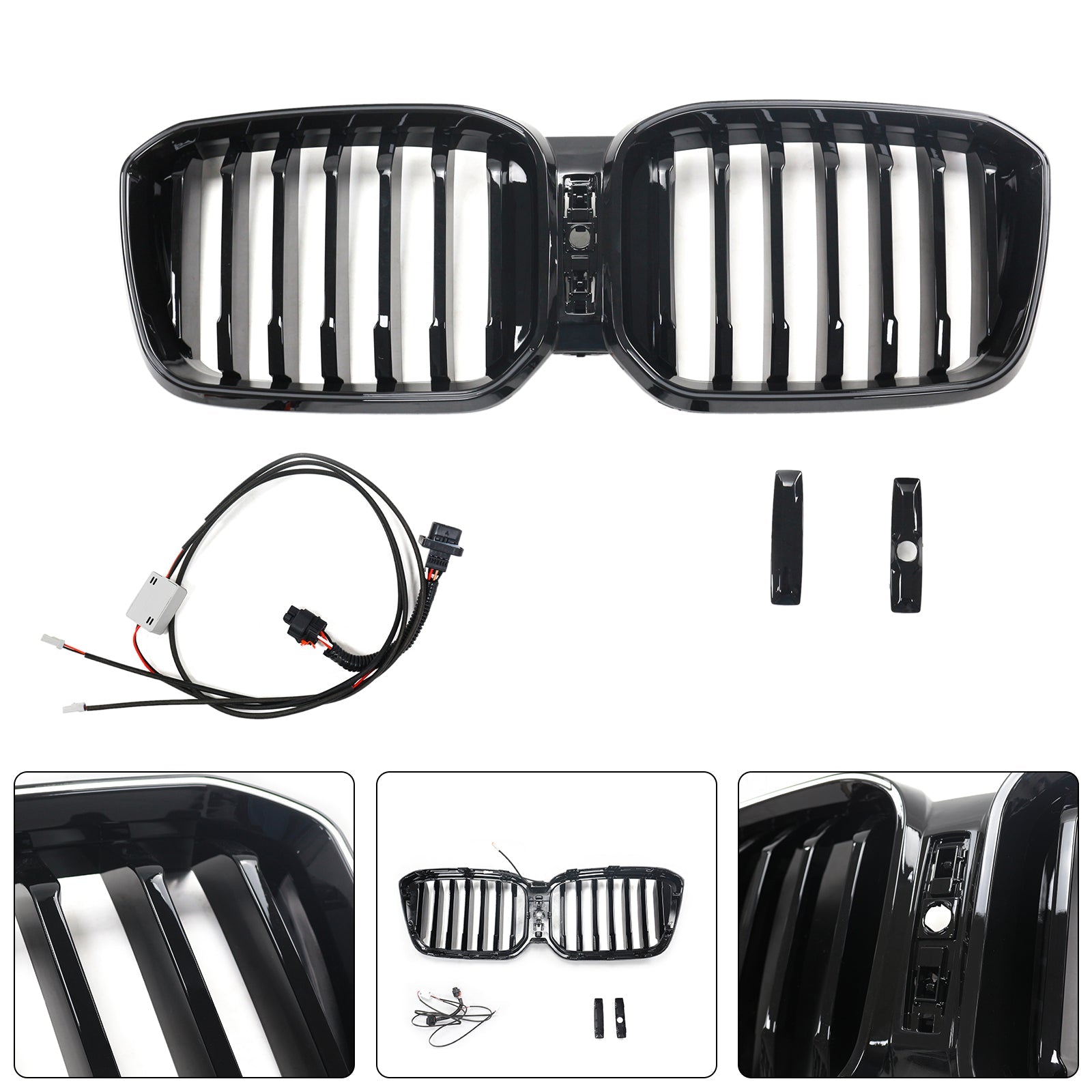 2022-2025 BMW X3 G01 X4 G02 Glossy Black Front Bumper Kidney Grille With Camera Hole